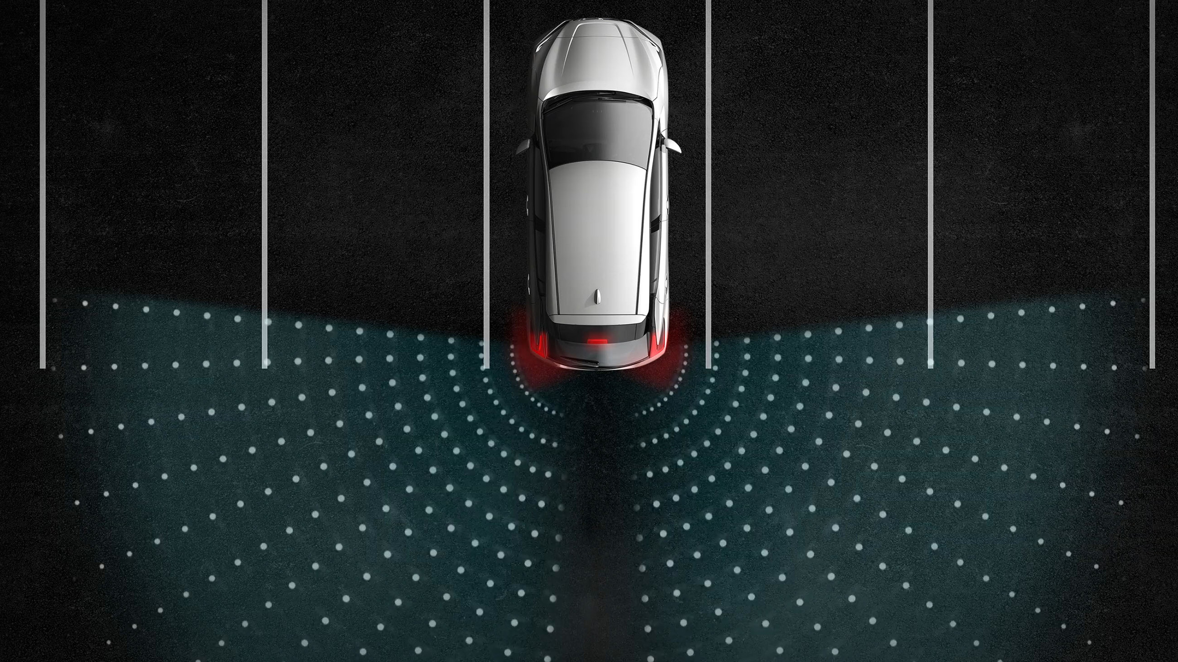 Įspėjimo apie eismą už automobilio sistemos iliustracija