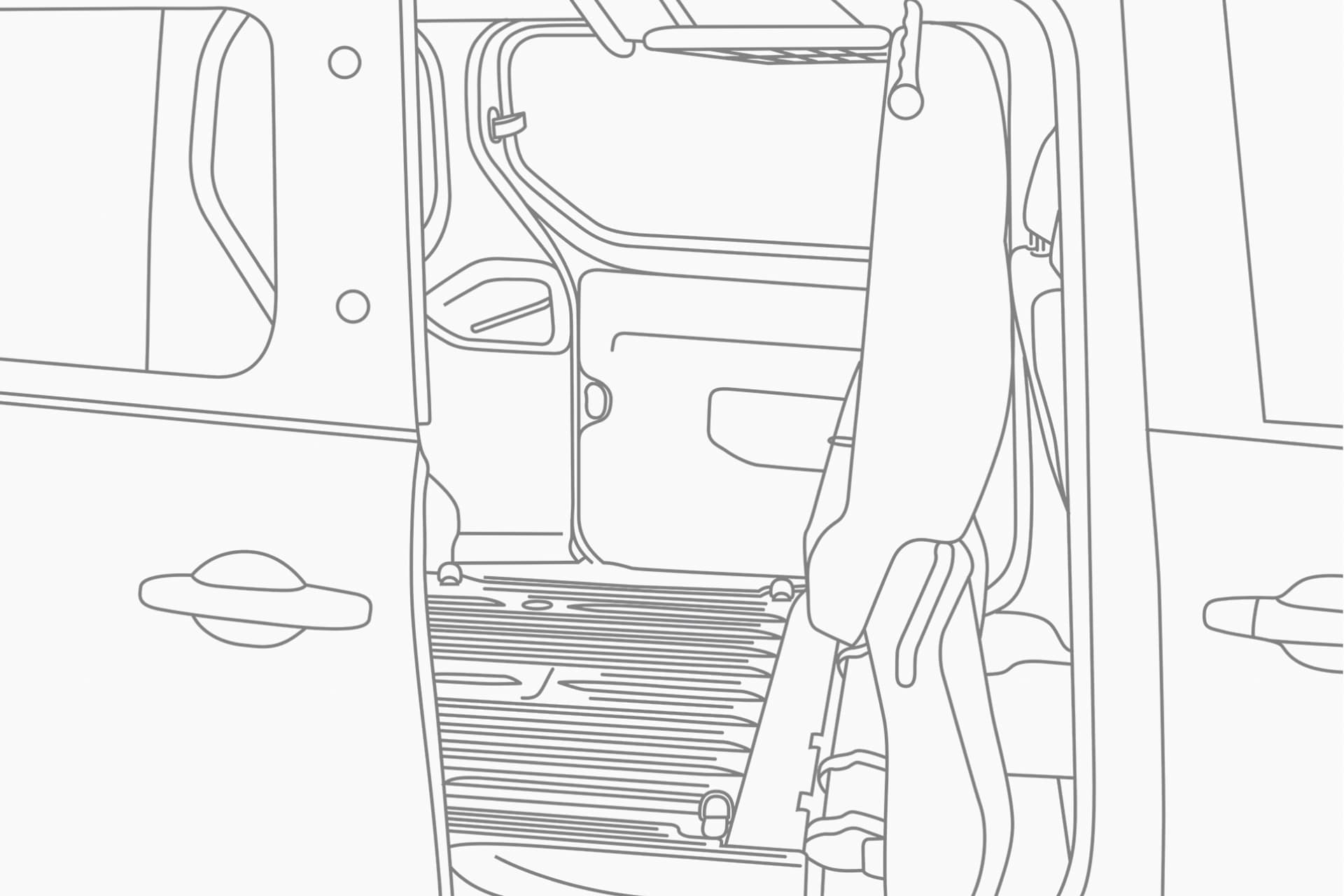 "Nissan Townstar" furgonas. iliustracija, rodanti CREW Van EV salono talpą